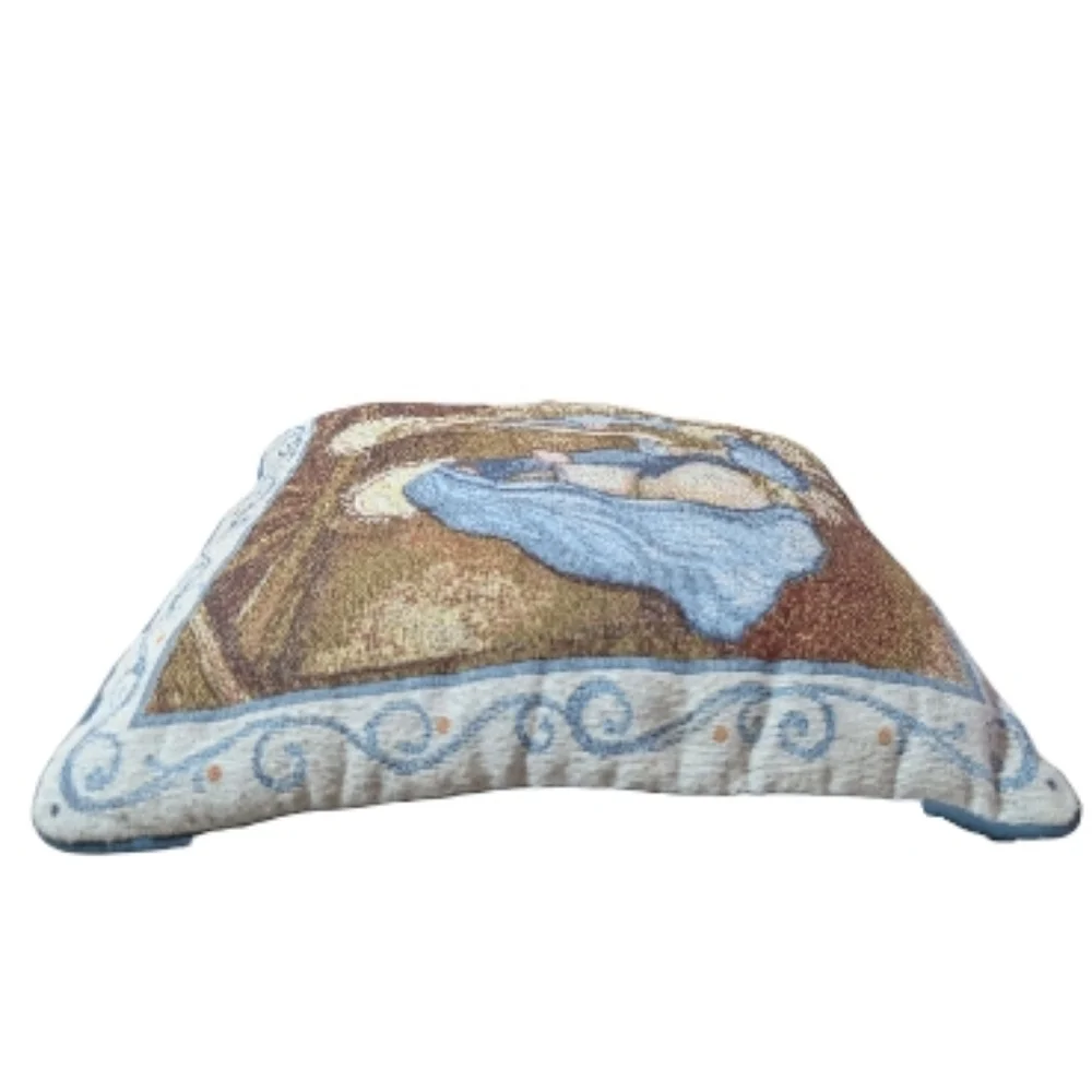 Vintage Sally Eckman Roberts Nativity Tapestry‎ Throw Pillow